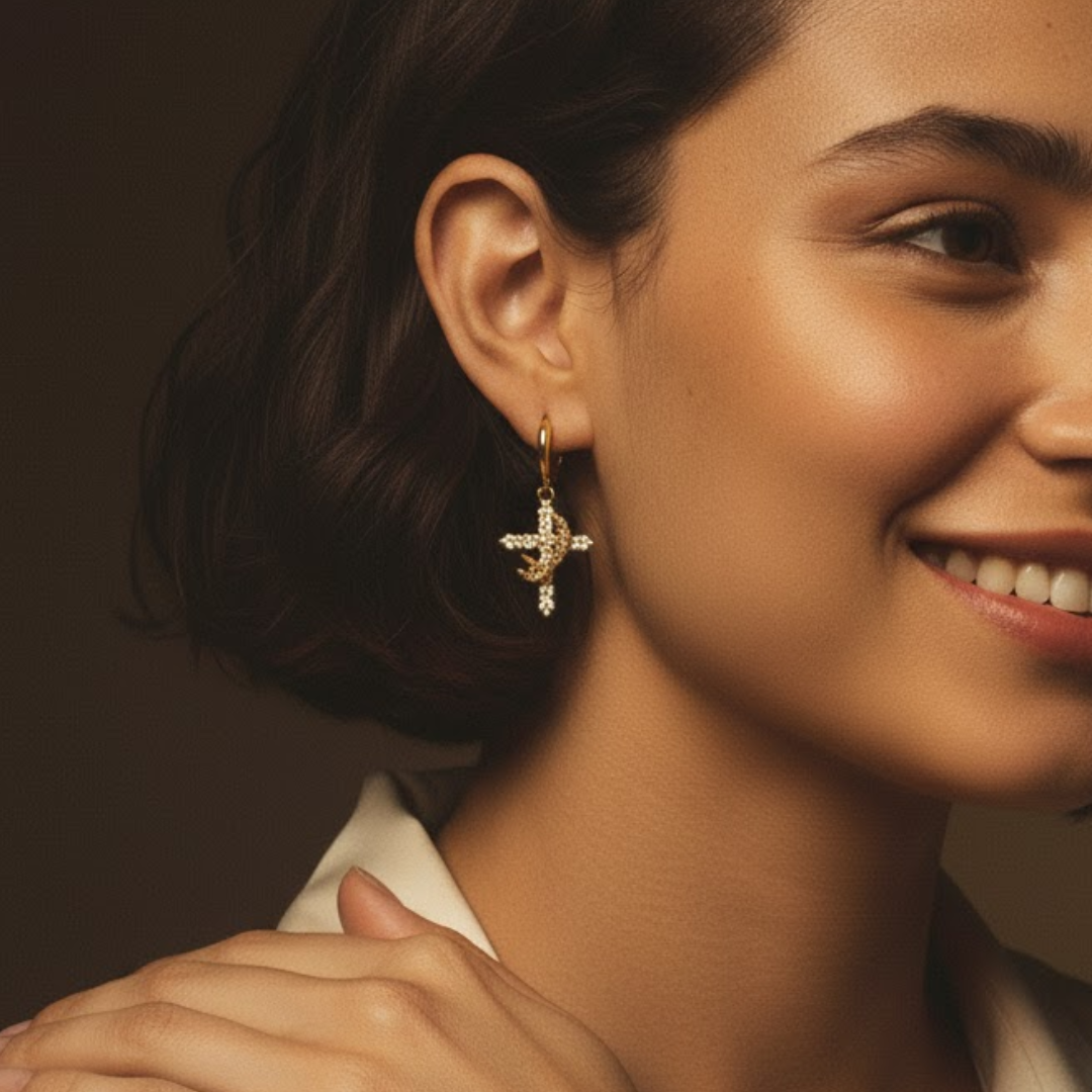 The Crown and Cross Earrings