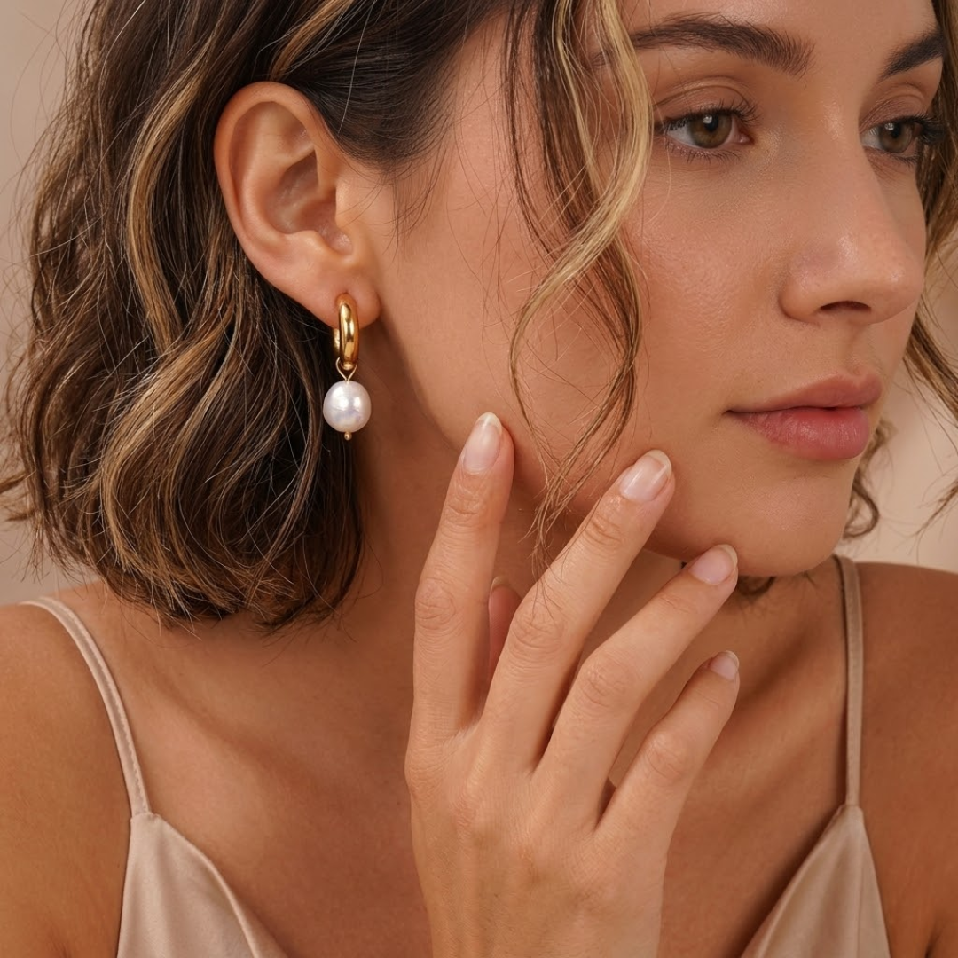 Pearl Huggies Earrings