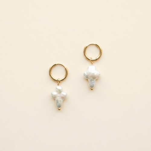 Pearl Cross Earrings